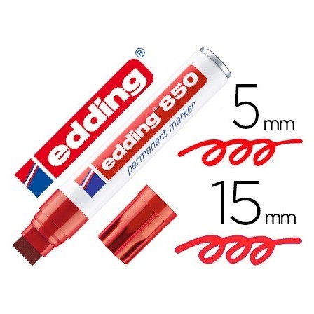 ROTULADOR EDDING MARCADOR PERMANENTE 850 ROJO PUNTA BISELADA 5-15 M...
