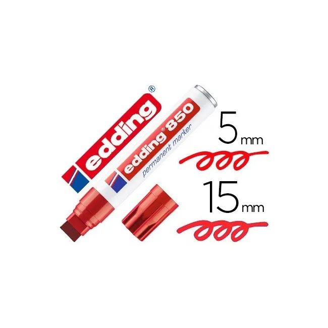 ROTULADOR EDDING MARCADOR PERMANENTE 850 ROJO PUNTA BISELADA 5-15 M...