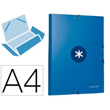 CARPETA LIDERPAPEL ANTARTIK GOMAS A4 3 SOLAPAS CARTON FORRADO AZUL ...