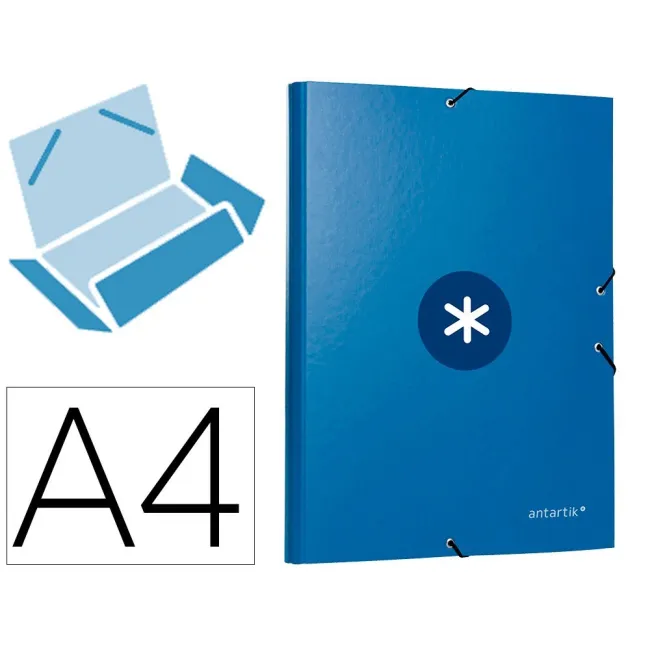 CARPETA LIDERPAPEL ANTARTIK GOMAS A4 3 SOLAPAS CARTON FORRADO AZUL ...