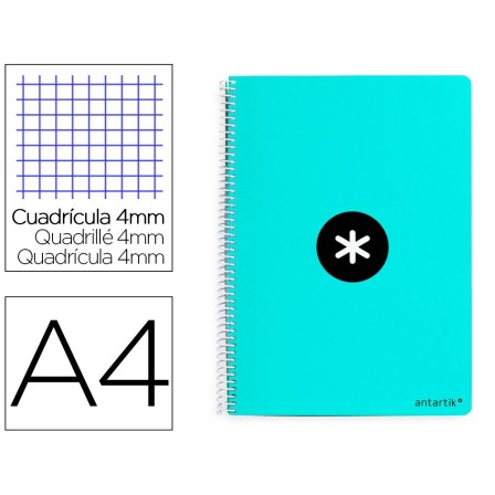CUADERNO ESPIRAL LIDERPAPEL A4 ANTARTIK TAPA DURA 80H 100GR CUADRO ...