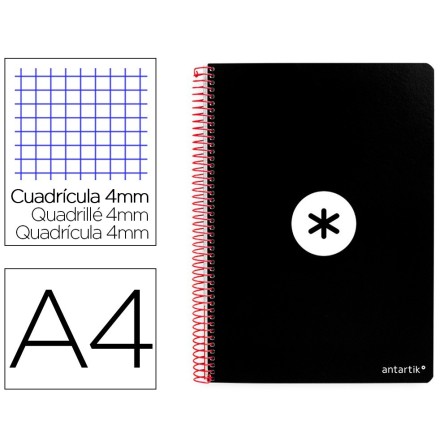 CUADERNO ESPIRAL LIDERPAPEL A4 ANTARTIK TAPA DURA 80H 100GR CUADRO ...