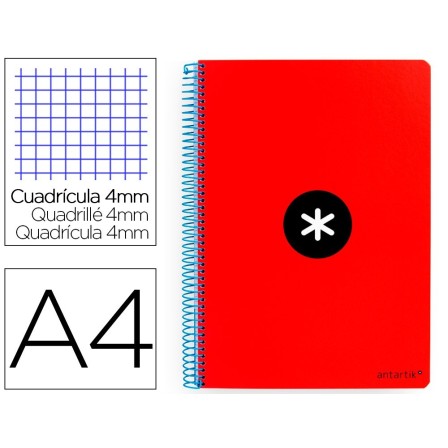 CUADERNO ESPIRAL LIDERPAPEL A4 ANTARTIK TAPA DURA 80H 100GR CUADRO ...