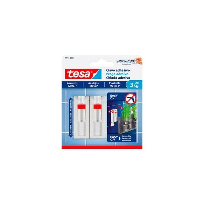 CLAVO AUTOADHESIVO TESA AJUSTABLE PARA AZULEJOS SUJECION HASTA 3 KG