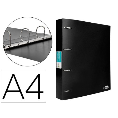 CARPETA LIDERPAPEL 4 ANILLAS 40 MM MIXTAS POLIPROPILENO DIN A4 NEGR...