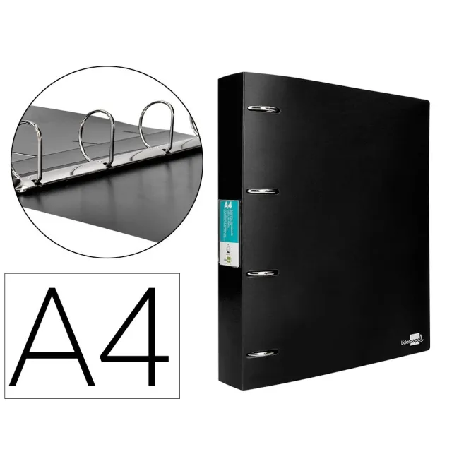 CARPETA LIDERPAPEL 4 ANILLAS 40 MM MIXTAS POLIPROPILENO DIN A4 NEGR...
