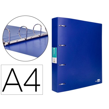 CARPETA LIDERPAPEL 4 ANILLAS MIXTAS 40 MM POLIPROPILENO DIN A4 AZUL...