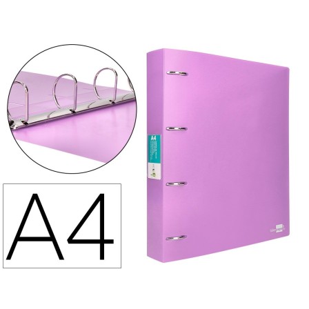 CARPETA LIDERPAPEL 4 ANILLAS MIXTAS 40 MM POLIPROPILENO DIN A4 LAVA...