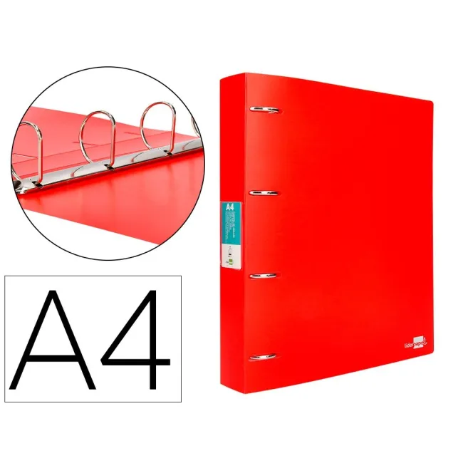 CARPETA LIDERPAPEL 4 ANILLAS MIXTAS 40 MM POLIPROPILENO DIN A4 ROJO...