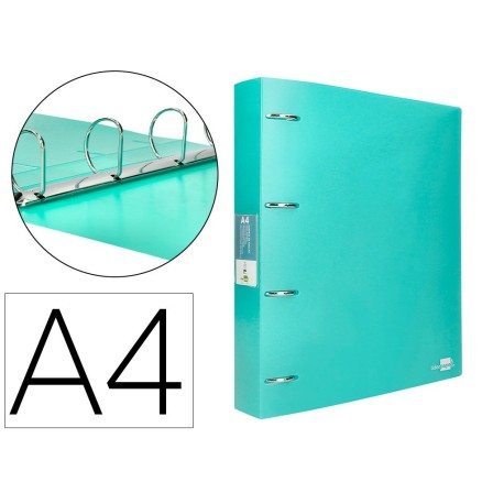 CARPETA LIDERPAPEL 4 ANILLAS MIXTAS 40 MM POLIPROPILENO DIN A4 VERD...