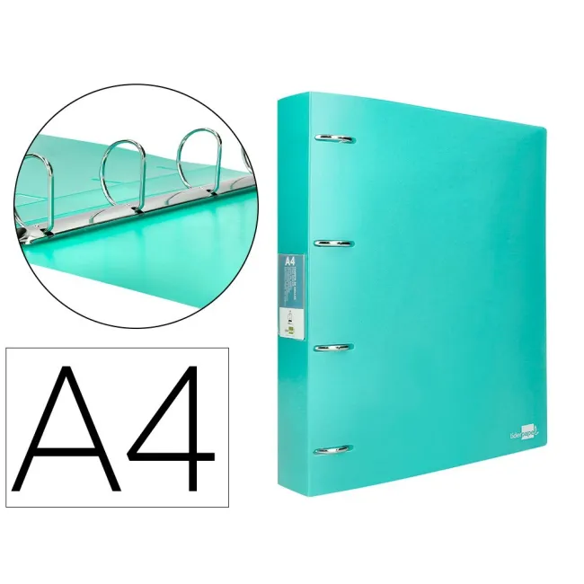 CARPETA LIDERPAPEL 4 ANILLAS MIXTAS 40 MM POLIPROPILENO DIN A4 VERD...