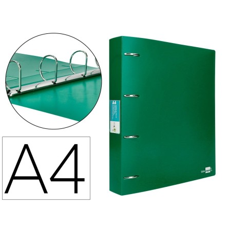 CARPETA LIDERPAPEL 4 ANILLAS MIXTAS 40 MM POLIPROPILENO DIN A4 VERD...