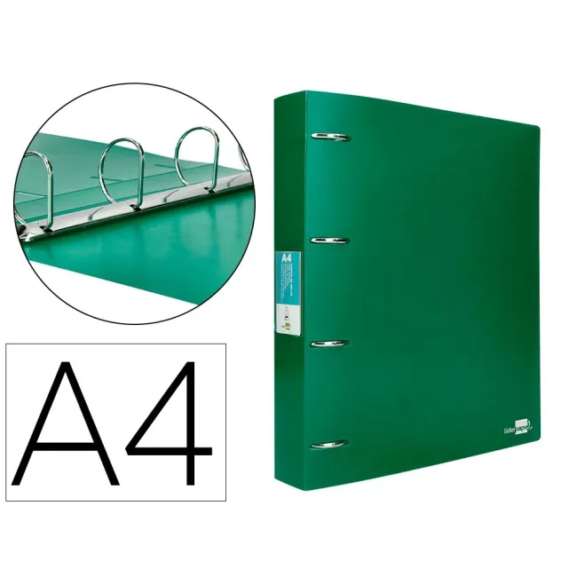 CARPETA LIDERPAPEL 4 ANILLAS MIXTAS 40 MM POLIPROPILENO DIN A4 VERD...