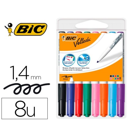ROTULADOR BIC VELLEDA PARA PIZARRA PUNTA REDONDA 2 MM BOLSA DE 8 UN...