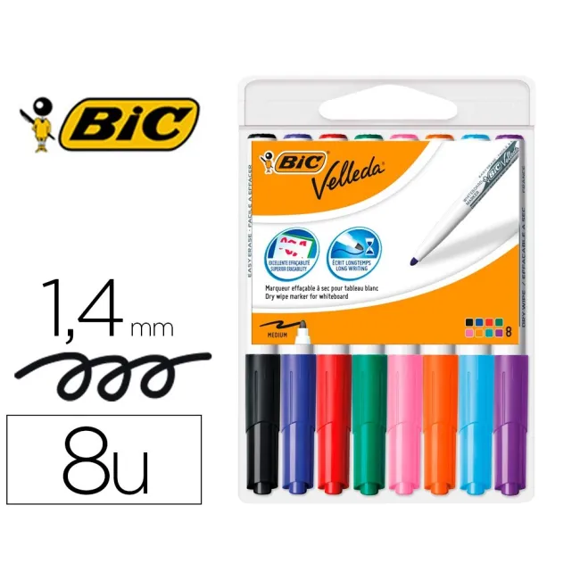 ROTULADOR BIC VELLEDA PARA PIZARRA PUNTA REDONDA 2 MM BOLSA DE 8 UN...