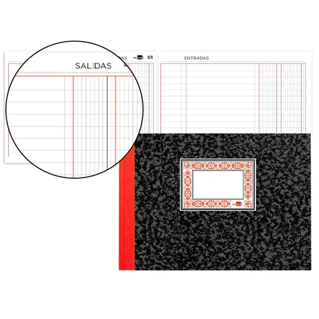 LIBRO LIDERPAPEL CARTONE CUARTO APAISADO 100 HOJAS CAJA ENTRADA Y S...