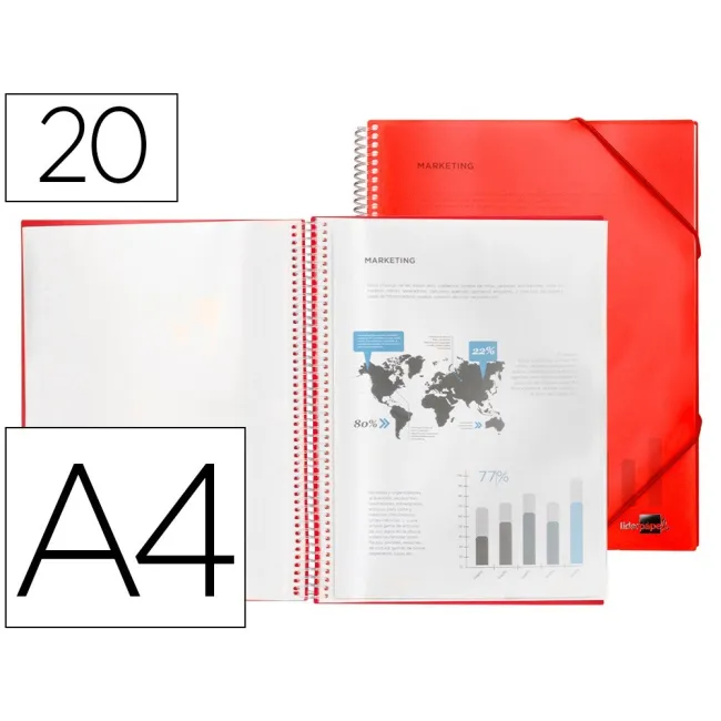 CARPETA LIDERPAPEL ESCAPARATE CON ESPIRAL 20 FUNDAS POLIPROPILENO D...
