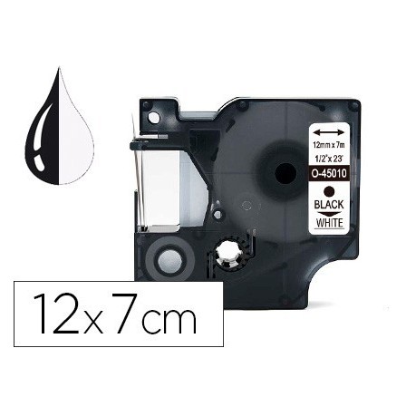 CINTA Q-CONNECT 1000 NEGRO-BLANCO 12MM X 7MT D1