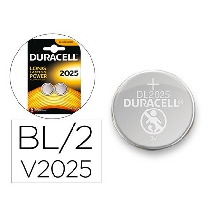PILA DURACELL ALCALINA BOTON CR2025 BLISTER 2 UNIDADES