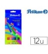 LAPICES DE COLORES PELIKAN TRIANGULARES ACUARELABLE 12 COLORES MINA...