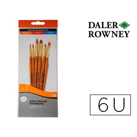PINCELES DALER ROWNEY SIMPLY ART SINTENTICO MANGO CORTO DORADO BLIS...