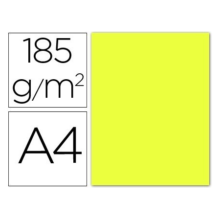 CARTULINA GUARRO DIN A4 AMARILLO LIMON 185 GR PAQUETE 50 H