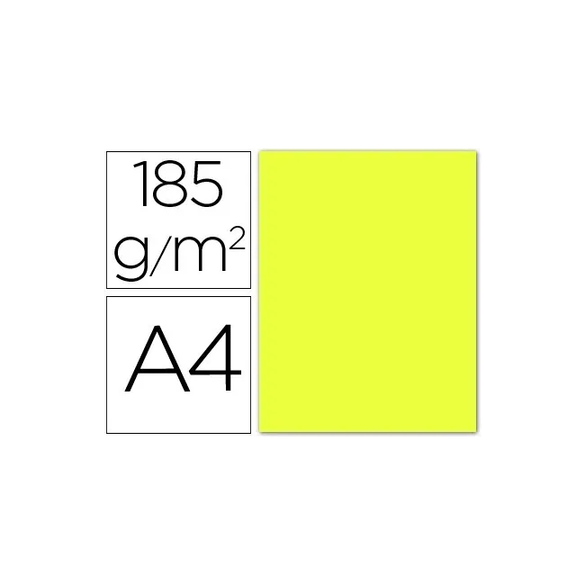 CARTULINA GUARRO DIN A4 AMARILLO LIMON 185 GR PAQUETE 50 H