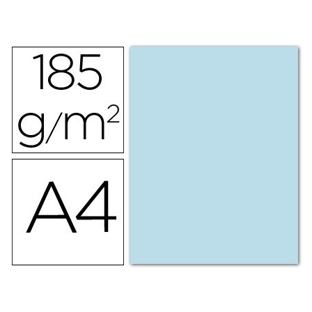 CARTULINA GUARRO DIN A4 AZUL CIELO 185 GR PAQUETE 50 H
