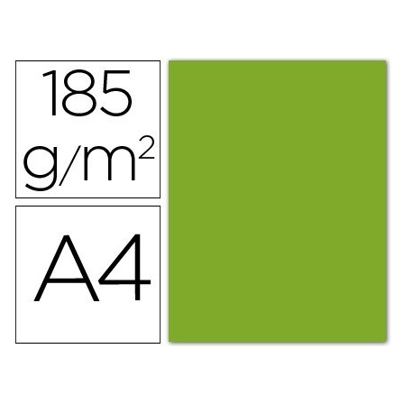 CARTULINA GUARRO DIN A4 VERDE MANZANA 185 GR PAQUETE 50 H