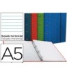 CARPETA CON RECAMBIO LIDERPAPEL A5 HORIZONTAL FORRADA 4 ANILLAS 20MM