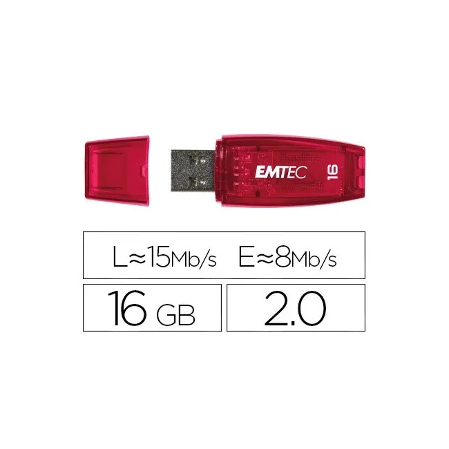 MEMORIA USB EMTEC FLASH C410 16 GB 2.0 ROJO