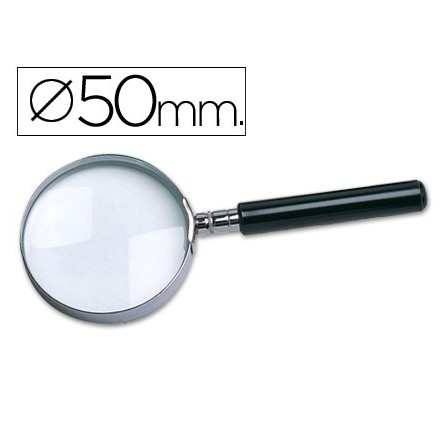 LUPA CRISTAL ARO METALICO MANGO NEGRO W-102 50 MM