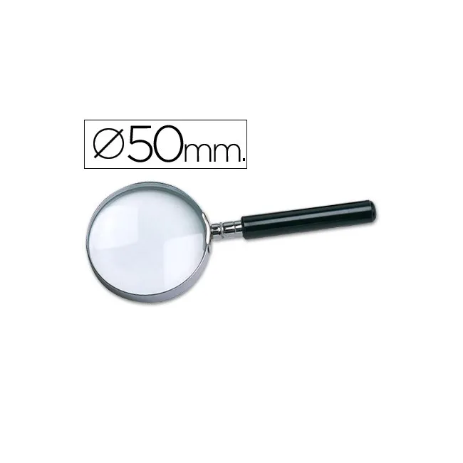 LUPA CRISTAL ARO METALICO MANGO NEGRO W-102 50 MM