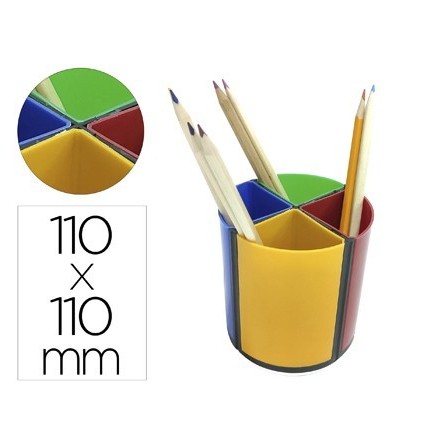 CUBILETE PORTALAPICES Q-CONNECT PLASTICO REDONDO GIRATORIO 4 COLORE...
