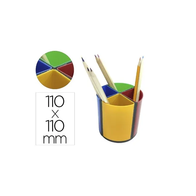 CUBILETE PORTALAPICES Q-CONNECT PLASTICO REDONDO GIRATORIO 4 COLORE...