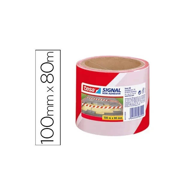 CINTA DE SEÑALIZACION TESA ROJO Y BLANCO 100MT X 80 MM