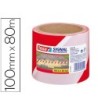 CINTA DE SEÑALIZACION TESA ROJO Y BLANCO 100MT X 80 MM