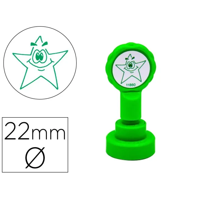 SELLO ARTLINE EMOTICONO ESTRELLA COLOR VERDE 22 MM DIAMETRO