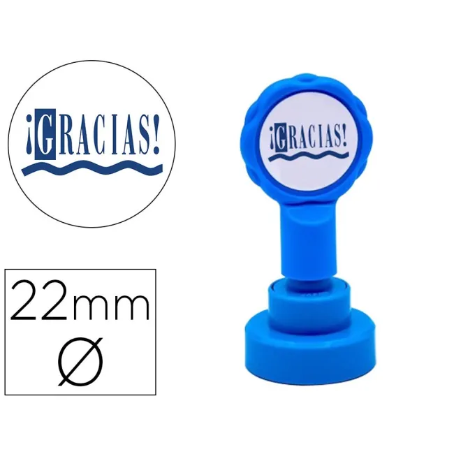 SELLO ARTLINE EMOTICONO GRACIAS COLOR AZUL 22 MM DIAMETRO