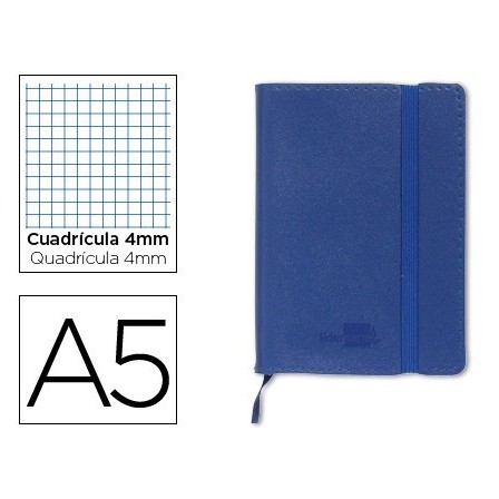 LIBRETA LIDERPAPEL SIMIL PIEL A5 120 HOJAS 70G/M2 CUADRO 4MM SIN MA...