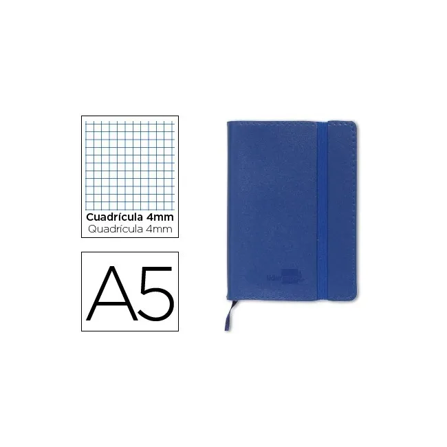 LIBRETA LIDERPAPEL SIMIL PIEL A5 120 HOJAS 70G/M2 CUADRO 4MM SIN MA...