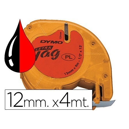 CINTA DYMO 12MMX4MT -NEGRO/ROJO COSMICO PARA MAQUINA LETRATAG
