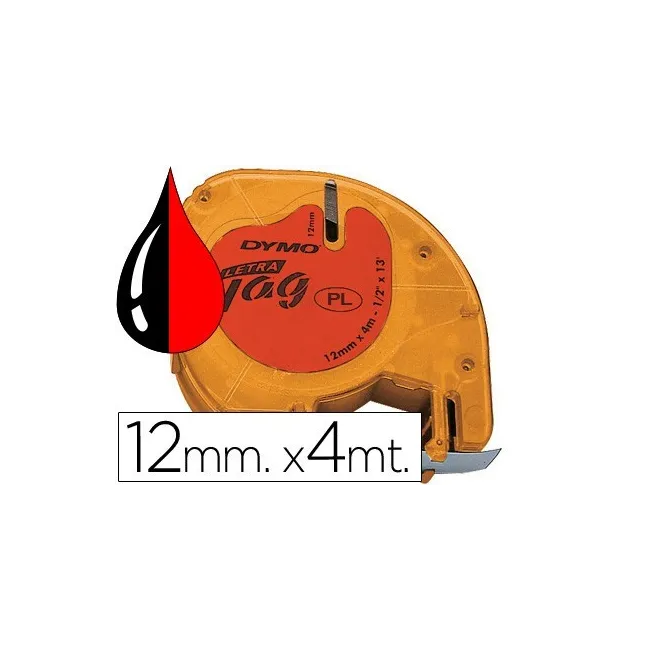CINTA DYMO 12MMX4MT -NEGRO/ROJO COSMICO PARA MAQUINA LETRATAG
