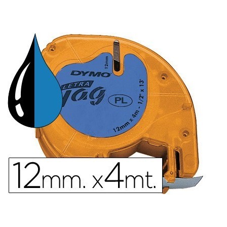 CINTA DYMO 12MMX4MT -NEGRO/ULTRA AZUL PARA MAQUINA LETRATAG