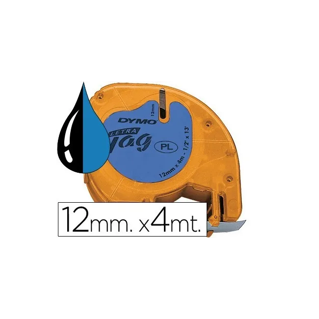 CINTA DYMO 12MMX4MT -NEGRO/ULTRA AZUL PARA MAQUINA LETRATAG