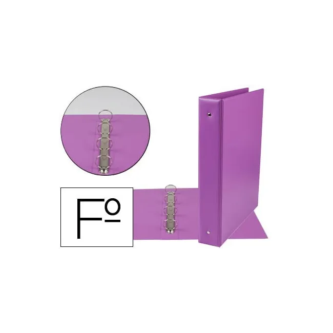 CARPETA LIDERPAPEL 4 ANILLAS 40 MM REDONDAS PLASTICO FOLIO COLOR LILA