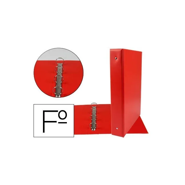CARPETA LIDERPAPEL 4 ANILLAS 40 MM REDONDAS PLASTICO FOLIO COLOR ROJO
