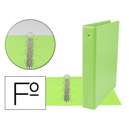 CARPETA LIDERPAPEL 4 ANILLAS 40 MM REDONDAS PLASTICO FOLIO COLOR VE...