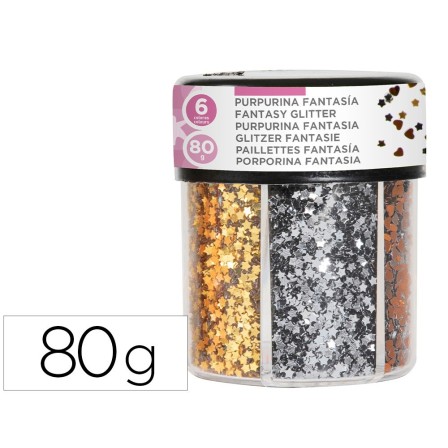 PURPURINA FANTASIA LIDERPAPEL CORAZON Y ESTRELLA COLOR ORO Y PLATA ...