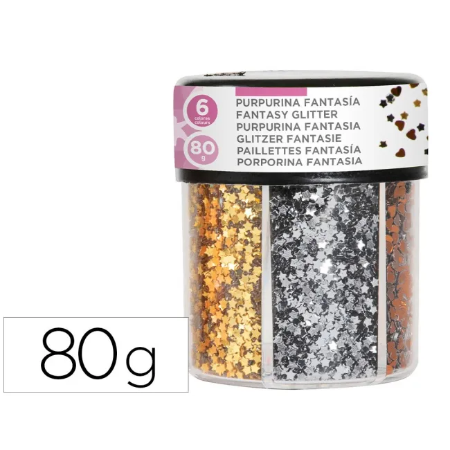 PURPURINA FANTASIA LIDERPAPEL CORAZON Y ESTRELLA COLOR ORO Y PLATA ...